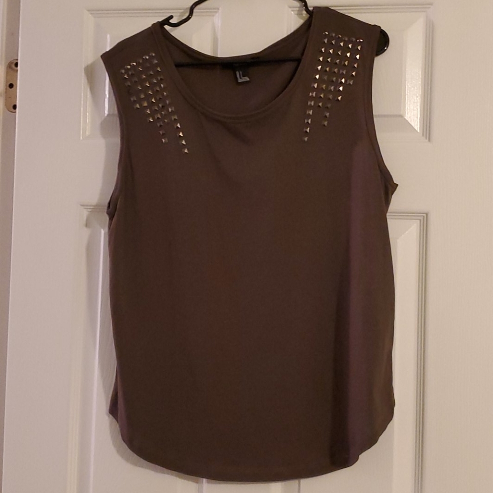Dark olive green studded tank